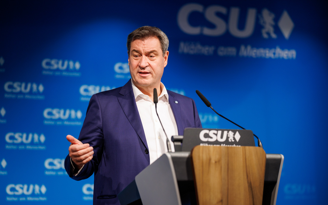 München, 13.11.2023: Markus Söder, CSU-Parteivorsitzender, auf einer Pressekonferenz.