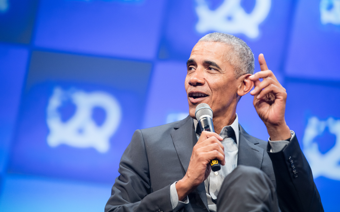 München, 29.09.2019: Barack Obama auf der Bits & Pretzels. ©dpa
